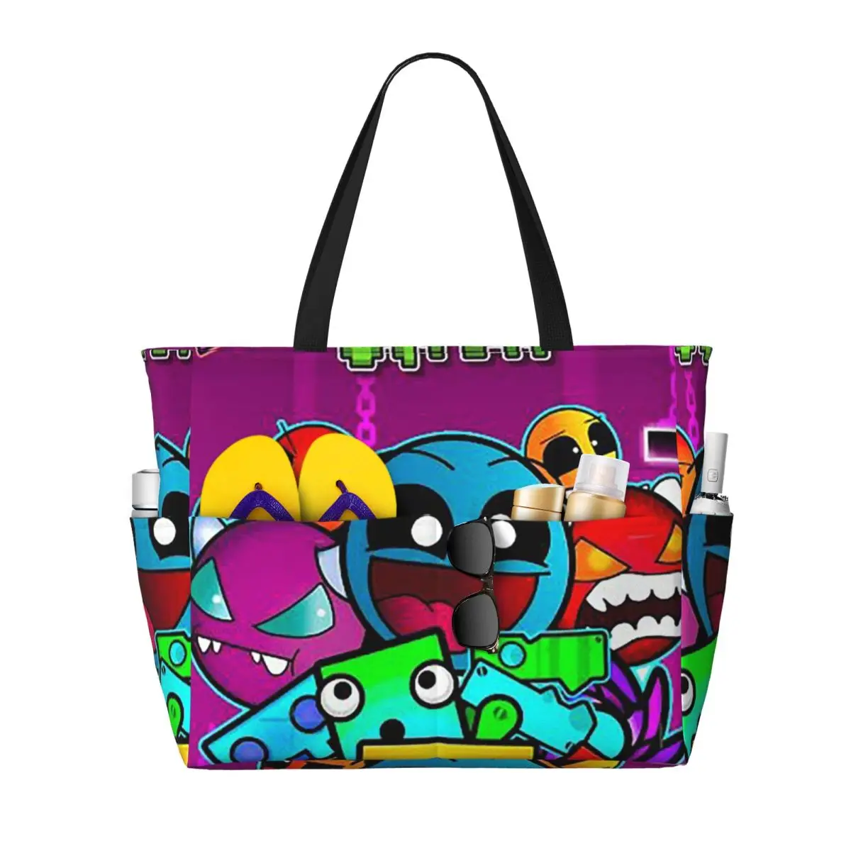 Yoga Fitness Video - Sac fourre-tout de plage Geometry Dash