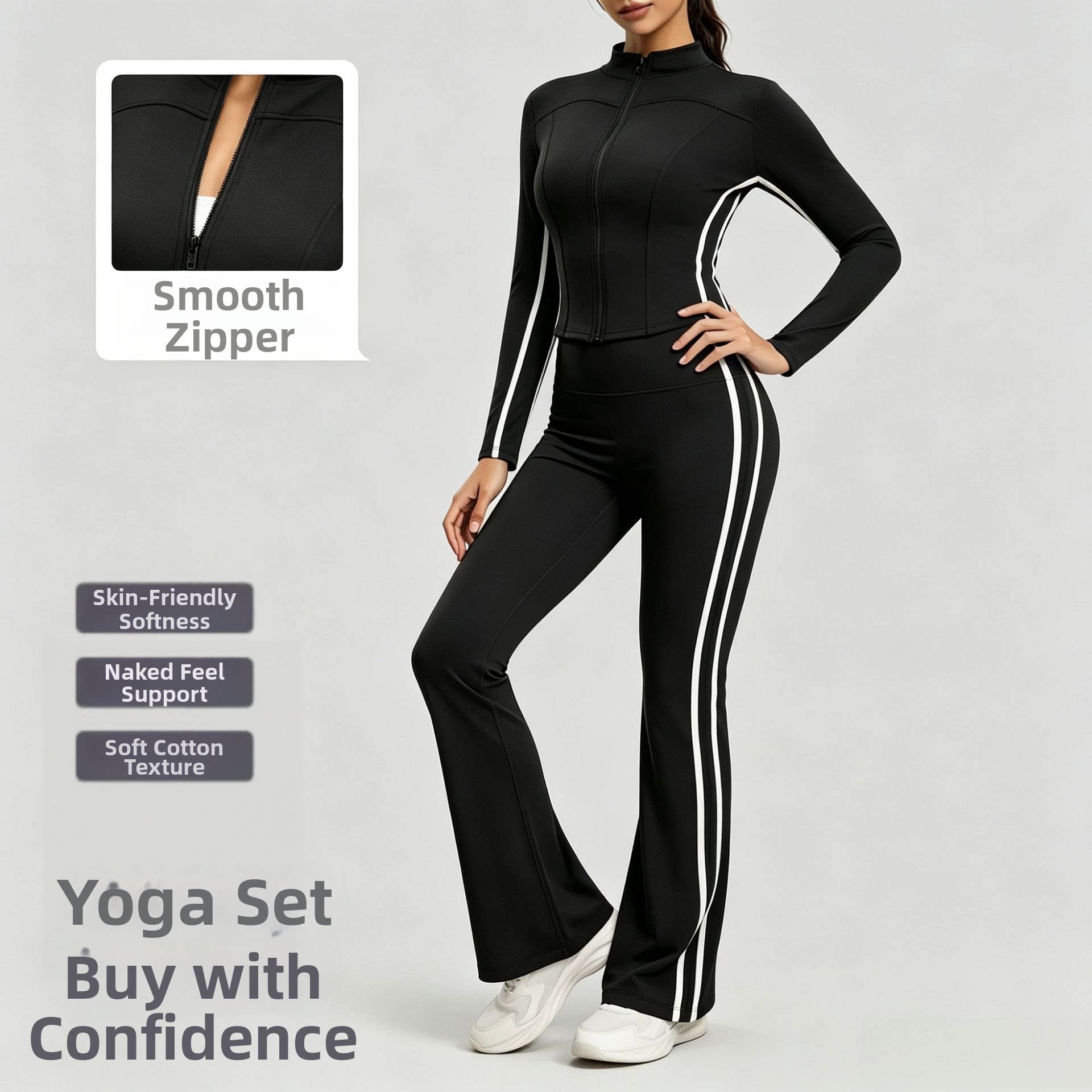 Yoga Fitness Stretching - Ensemble de sport rayé pour femme,
